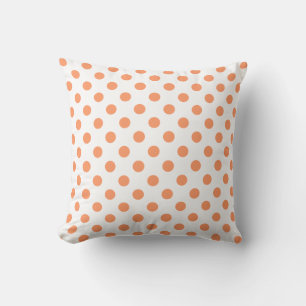 Tangerine Orange Polka Dots Circles Throw Pillow
