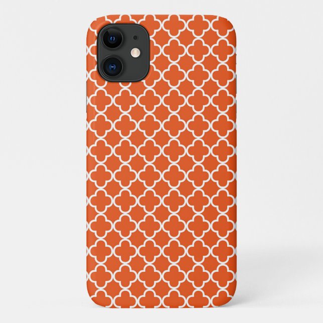 Tangerine Orange Quatrefoil Pattern Case-Mate iPhone Case (Back)