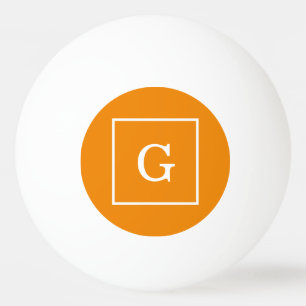 Tangerine Orange White Framed Initial Monogram Ping-Pong Ball