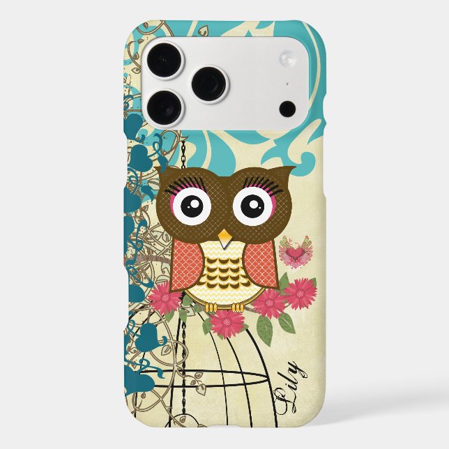 Tangerine Owl Birdcage Tree Case-Mate iPhone Case (Back)