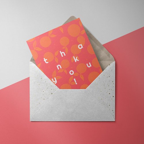 Tangerine pattern _ pink and orange Thank you Card