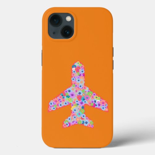 Tangerine  Pink Airplane iPhone 13 Case