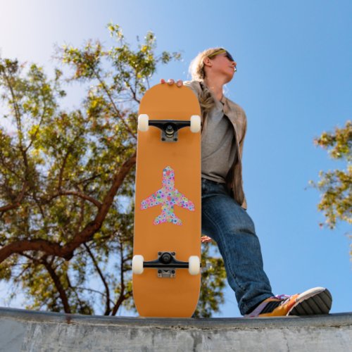 Tangerine  Pink Airplane Skateboard