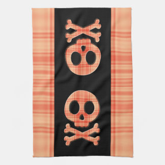 Tangerine Plaid Skull Towel