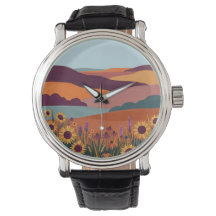 Tangerine Plum Prairie Watch – Abstract Landscape