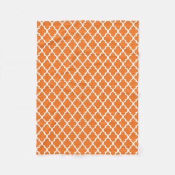 Tangerine Quatrefoil Tiles Pattern Fleece Blanket by heartlockedhome at Zazzle