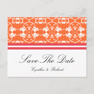 Tangerine Raspberry Orange Save The Date Postcard