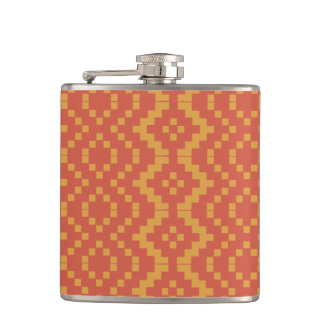Tangerine Red Tribal Ethnic Egyptian Basket Weave Flask