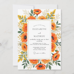 Tangerine Resplendent Summer Poppy Wedding Invitation