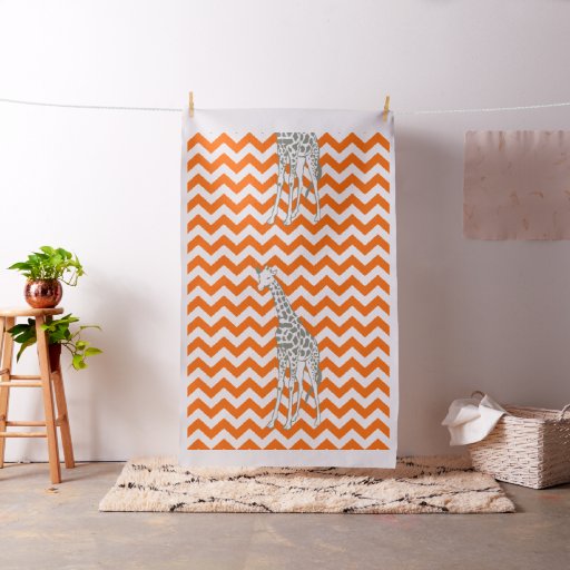 Tangerine Safari Chevron Pop Art Giraffe Fabric