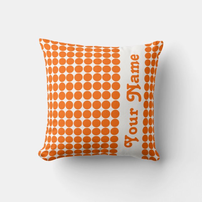 Tangerine Safari Dots with custom text Throw Pillow (Front)