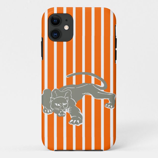 Tangerine Safari Stripe with Leopard Case-Mate iPhone Case (Back)