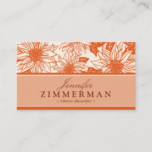 Customizable Tangerine Sunflowers Floral Business Card