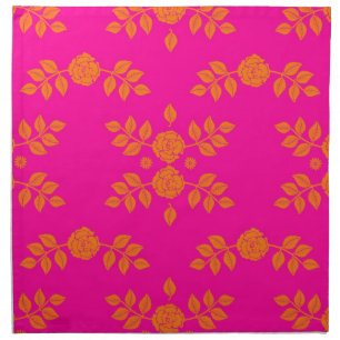 Tangerine Tango Pink and Orange Roses Pattern Napkin