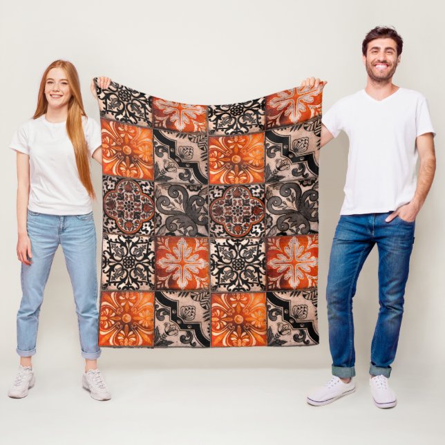 Tangerine Tile Fleece Blanket (In Situ)