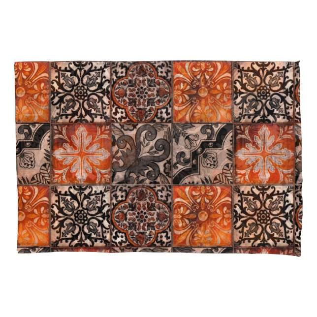 Tangerine Tile Pillow Case (Front)