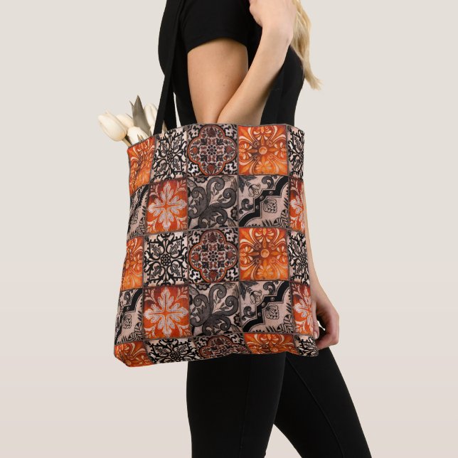 Tangerine Tile Tote Bag (Close Up)