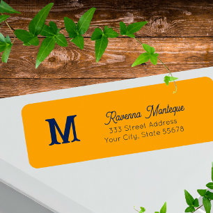 Tangerine Trendy Personalized Monogram Letter Name Label