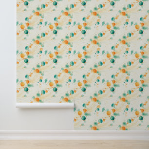 Tangerine Turquoise Abstract Whimsical Dots Wallpaper