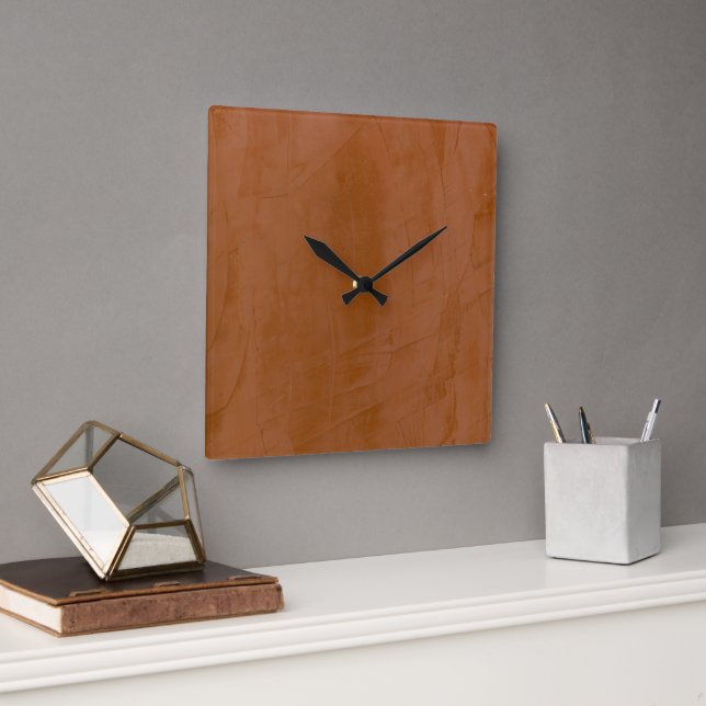 Tangerine Venetian Plaster Square Wallclock (Office)