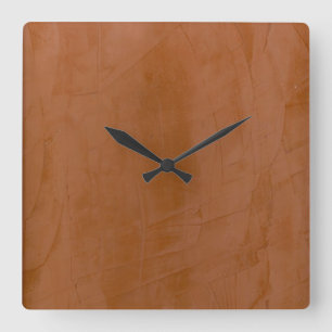 Tangerine Venetian Plaster Square Wallclock