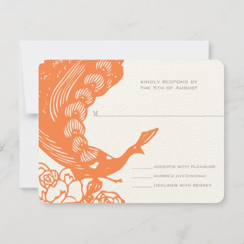 Tangerine Vintage Modern Peacock Wedding RSVP