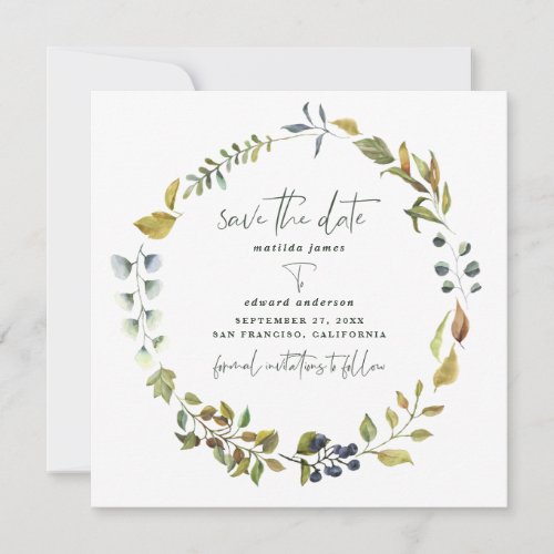 Tangerine watercolor floral wedding save the date
