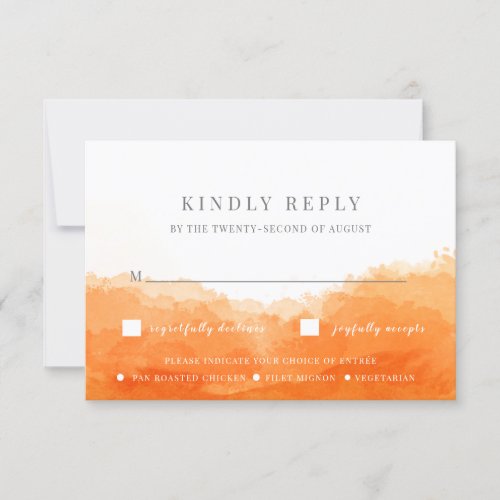 Tangerine Watercolor Wedding RSVP Card