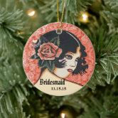 1950s Vintage Christmas Girl Decorating Tree Metal Ornament | Zazzle