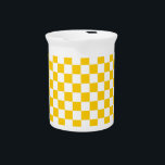 Tangerine Yellow and White checkerboard Beverage Pitcher<br><div class="desc">This is a checkerboard pattern with tangerine yellow and white squares.</div>