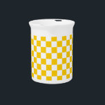 Tangerine Yellow and White checkerboard Beverage Pitcher<br><div class="desc">This is a checkerboard pattern with tangerine yellow and white squares.</div>