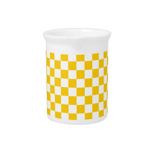 Tangerine Yellow and White checkerboard Beverage Pitcher
