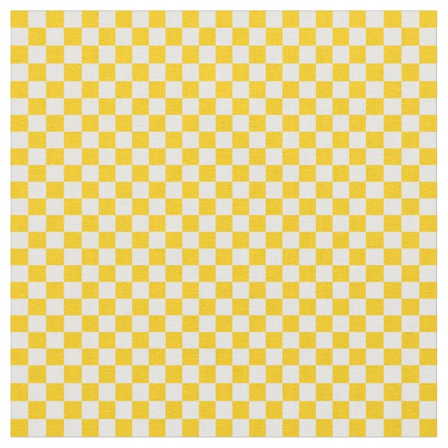 Tangerine Yellow and White Checkerboard Fabric (Close Up)