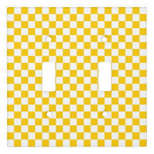 Tangerine yellow and white checkerboard light switch cover