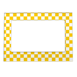Tangerine yellow and white checkerboard magnetic frame