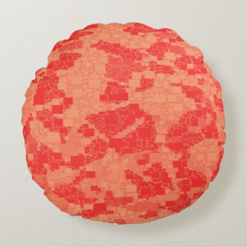 Tangerine Zeal Tiled Artwork Design Round Pillow