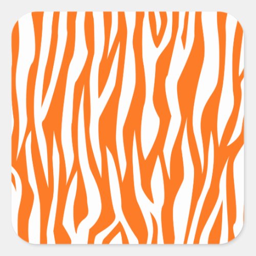 Tangerine Zebra Print Square Sticker
