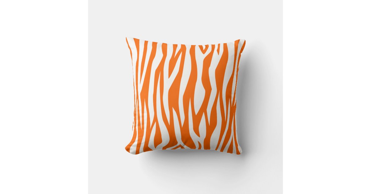 Tangerine Zebra Print Throw Pillow Zazzle