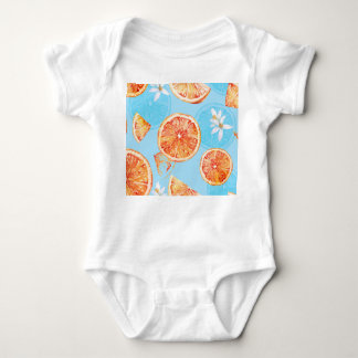 Tangerines Watercolor: Blue Luxurious Fabric Baby Bodysuit