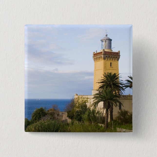 Tangier Morocco lighthouse at Cap Spartel Pinback Button (Front)