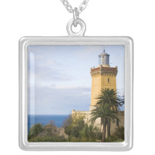 Tangier Morocco lighthouse at Cap Spartel Silver Plated Necklace