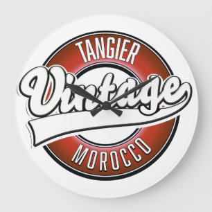 Tangier morocco vintage logo large clock