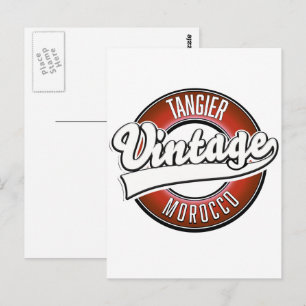 Tangier morocco vintage logo postcard