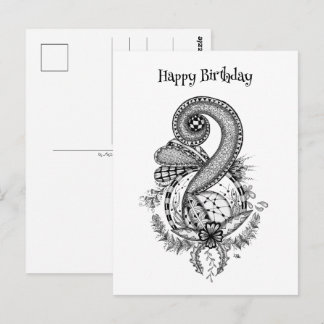 Tangle Art: Floral Pattern - Postcard