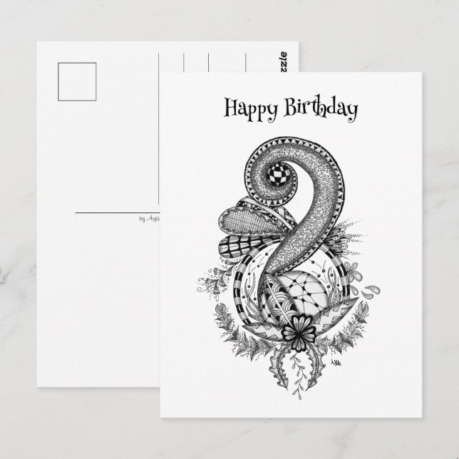 Tangle Art: Floral Pattern - Postcard (Front/Back)