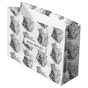 Tangle Drawing Geometric, Triangles Large Gift Bag
