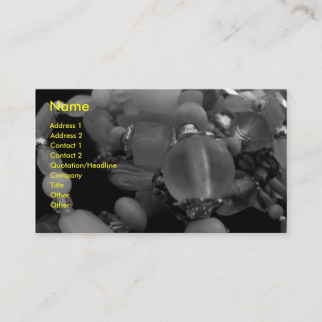 "Tangled Bangles In Black" and White Business Card (Front)