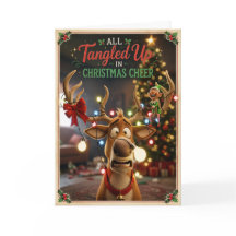 Tangled Christmas Cheer Funny Reindeer Holiday