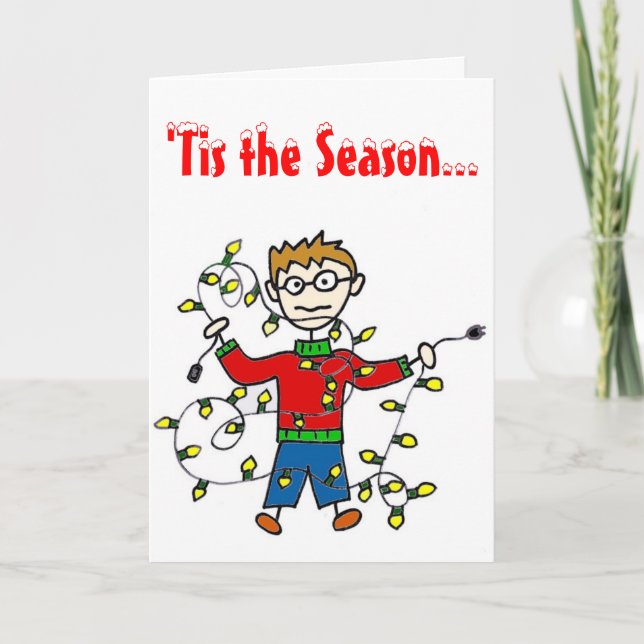 Tangled Christmas Lights Greeting Card (Front)