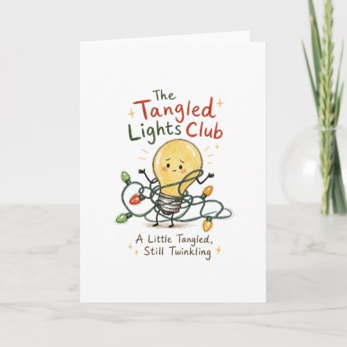 Tangled Christmas Lights Watercolor Card